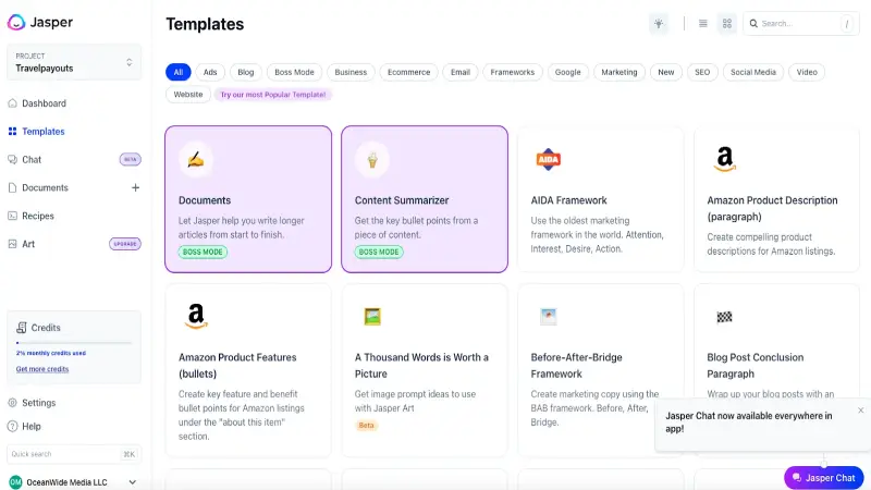 Jasper AI  screenshot