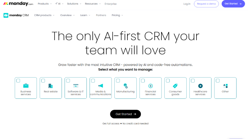 Monday CRM Screeshoot
