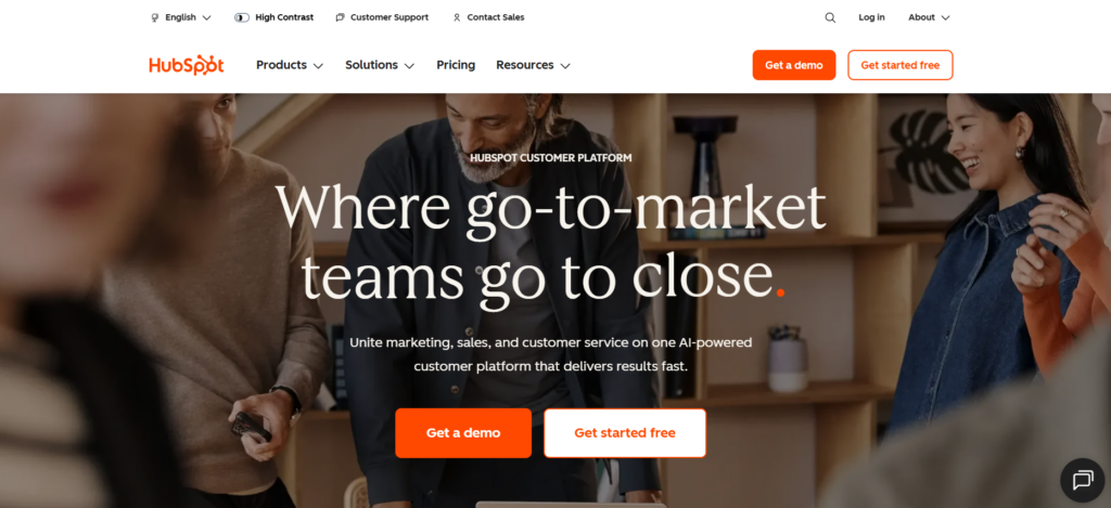 HubSpot CRM dashboard interface"