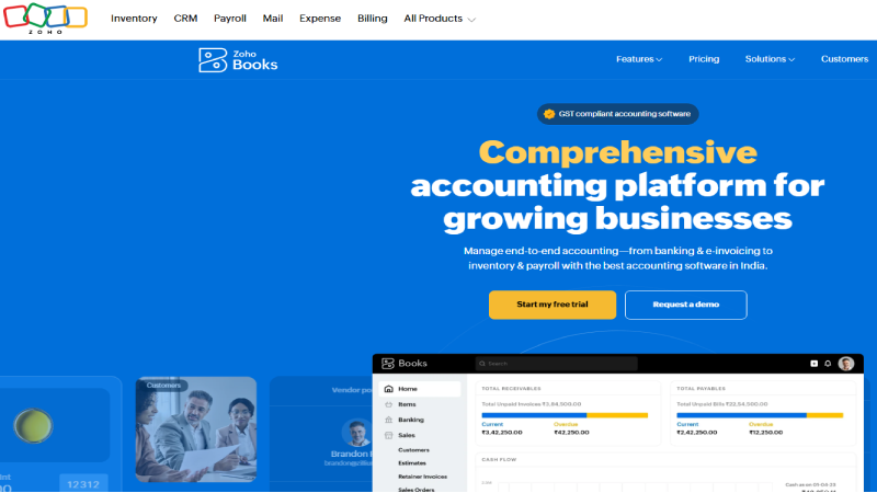 Zoho Books Screenshot